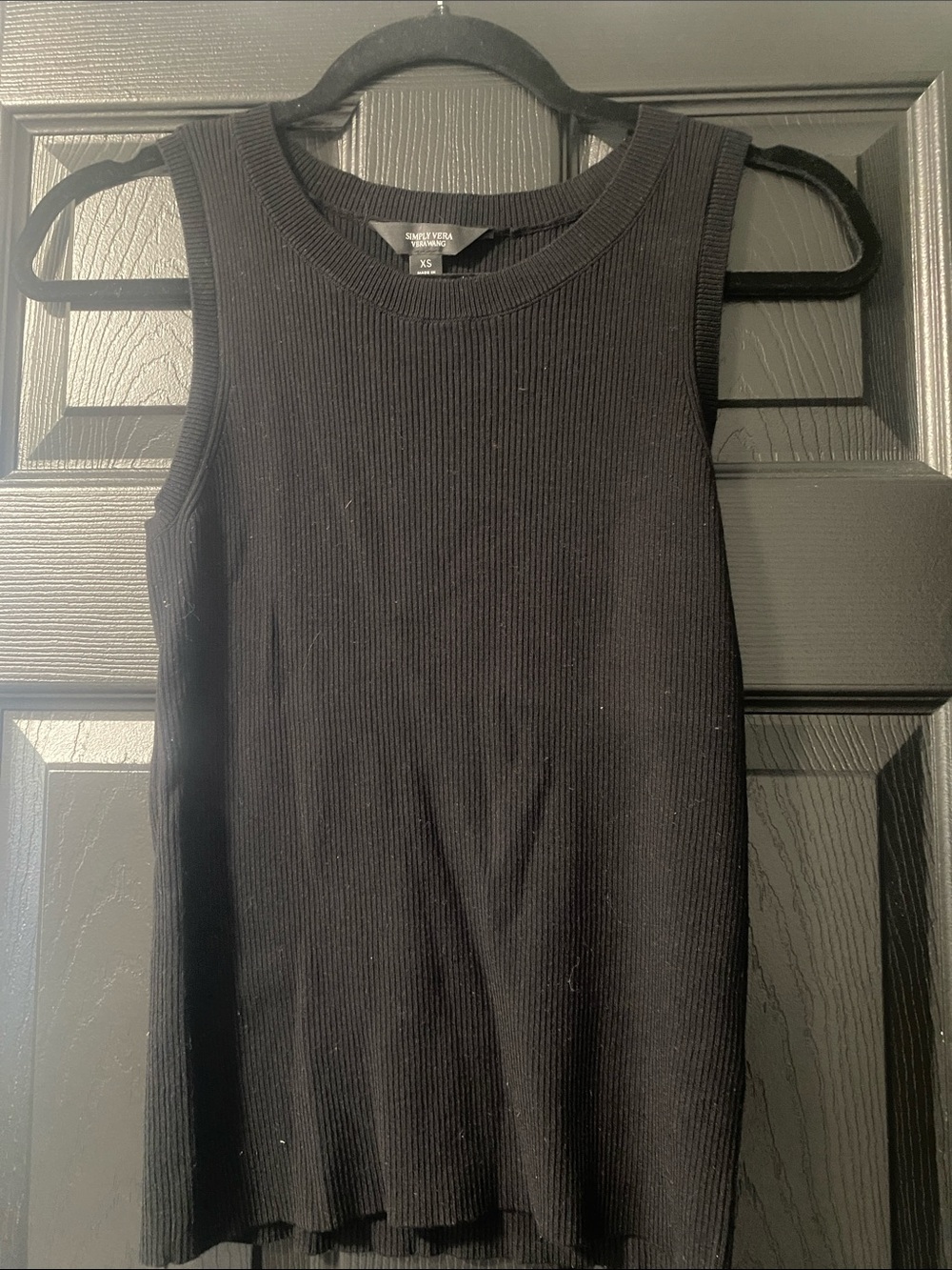 Simply Vera Vera Wang Black Ribbed Tank Top
